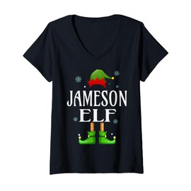 Womens Jameson Elf Xmas Funny Men's Family Matching Christmas V-Neck T-Shirt