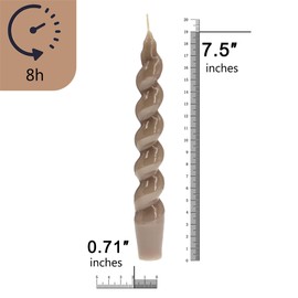 Handmade 7.5 Inch Spiral Candles Candles Taper Candles for Home Decoration, Festivals, Weding, Pack of 2 (Brown)