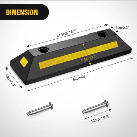 Nilight Parking Curb Heavy Duty Rubber Garage Driveway Car Wheel Stopper 2pcs