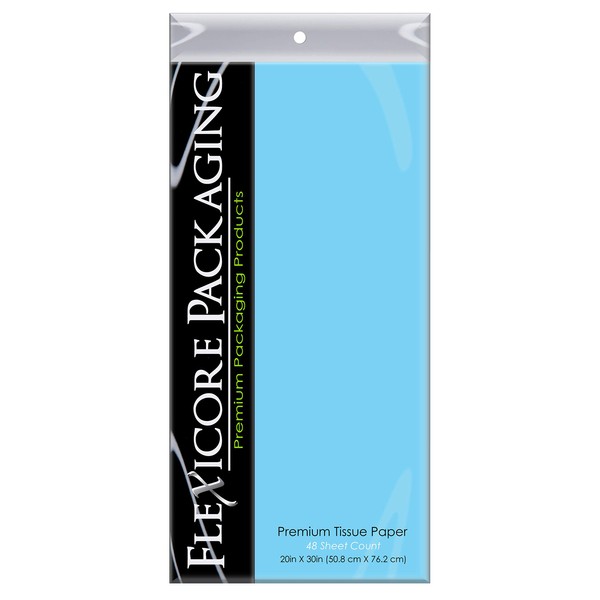 Flexicore Packaging Light Blue Gift Wrap Tissue Paper XL | Size: 20 Inch X 30 Inch | Count: 48 Sheets | Color: Light Blue