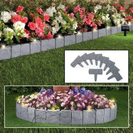 Interlocking Cobbled Stone Effect Lawn Edging Set Hammer In Plastic Garden Grass Lawn Paths Borders Flower Beds 10pk New