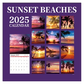 2025 Wall Calendar BEACHES, 12 Months Hangable Wall Calendars, from Jan 202 - Dec 2025, 12" x 24" (Open), Wall Calendar with Thick Paper