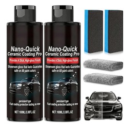 2PCS Nano-Quick Ceramic Coating Pro, Revolutionary Nano Spray for Car Detailing, Car Nano Quick Coat Restoring, for Dust-Proof Glass Effect and Lasting Luster, 3.38fl.oz