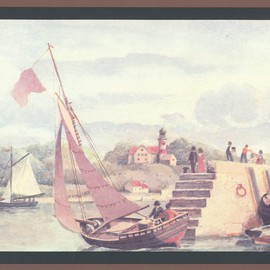 CONCORD WALLCOVERINGS ™ Wallpaper Border Nautical Pattern River Sailboats Berth for Living Room Beach House Cottage, Gray Brown Red, 15 ft by 9.2 in NW3143B