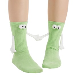 Honganda Funny Magnetic Hand Holding Socks, Hand in Hand Socks for Adult Christmas Gift for Couples Lovers Family Friends (Light Green, One Size)