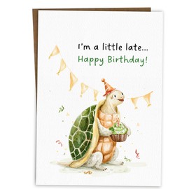 BYANIKA Cute Belated Birthday Card | Sorry It's Late Delayed Bday Cards | For Him Her Best Friend