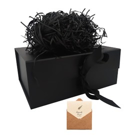 Black Gift Box 23.5 x17 x10 cm, Gift Box with Magnetic Lids and Silk Ribbon Specially Designed for Valentines Day, Present Birthdays, Holidays, Anniversaries Gift Packaging