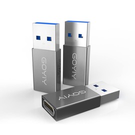 [10Gbps] GOYIY USB C Female to USB Male Adapter, USB A to USB C Adapter, 3-Pack, Single-Sided Super Speed Data Sync and Fast Charging for Laptop, Charger(Grey)
