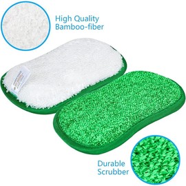 Kitchen Dish Sponge Scrubber Non Scratch, Dishcloth No Odor Reusable Washable Multipurpose Scrub Pads Sponges Heavy Duty for Dawn Dish Soap Cleaning of Sink Pans - Colour: Green-5pcs