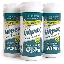 Wipex - Toallitas de gimnasio originales a base de plantas naturales, superficies limpias en casa o gimnasio, uso como limpiador de alfombrillas de yoga, limpiadores de pelotón, limoncillo y vinagre,