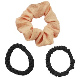 SNZ Set of 3 Hair Bobbles, Stylish Braided Hair Scrunchies with Strong Hold Women's Hair Accessories, Hair Rings Women's Ponytail Holder Headband for Women Girls Light Orange