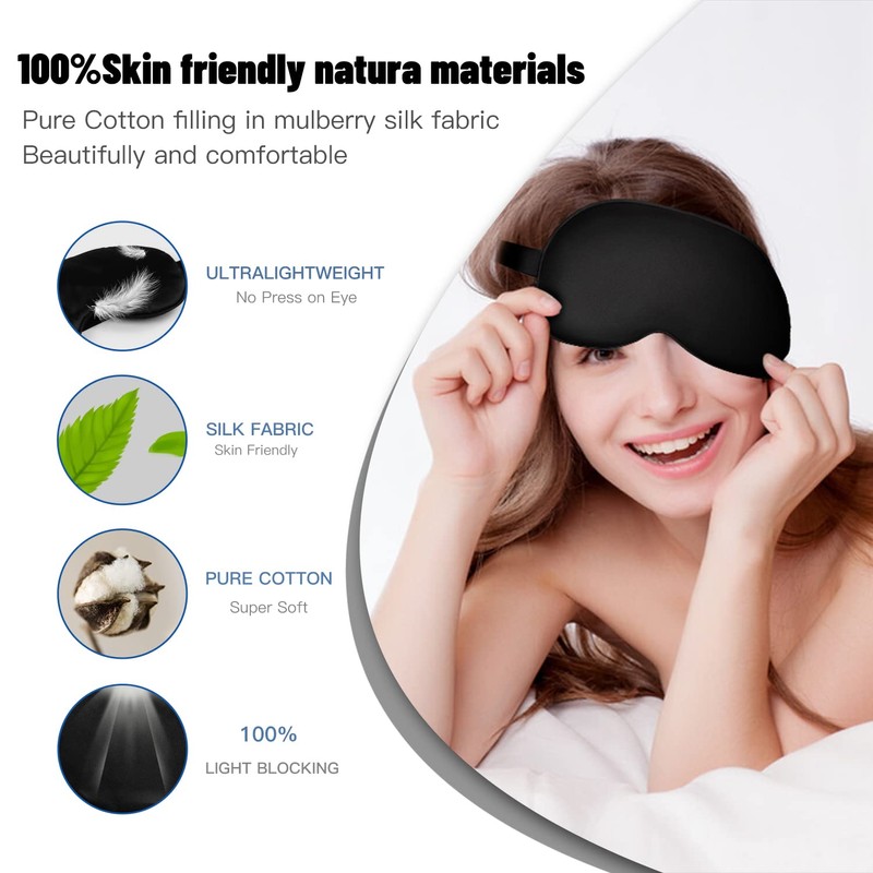 Sleep Mask, Silk Eye Mask for Sleeping with Adjustable Strap,