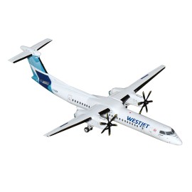 DCD Bombardier Q400 Commercial Aircraft 'WestJet' (C-FOEN) 1/400 Diecast Model White Blue Tail GeminiJets for Kids