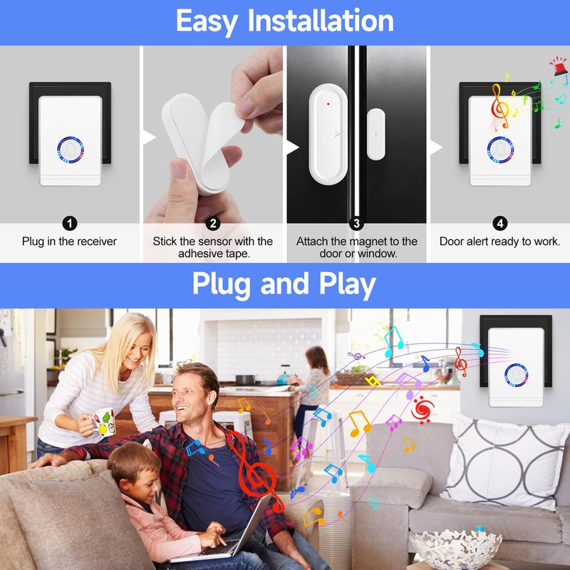 Wireless Motion Sensor Door Chime,NineLeaf Entry Alert Chime,Ring Alarm Contact