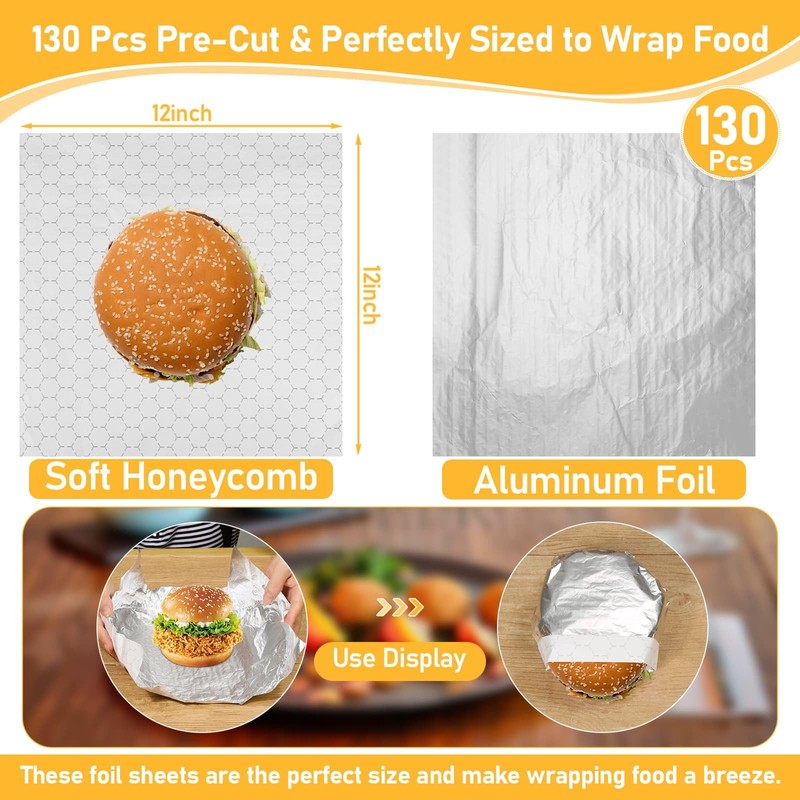 Sublaga 130 Pack Insulation Sandwich Wrapping Paper Aluminum Foil Sheets