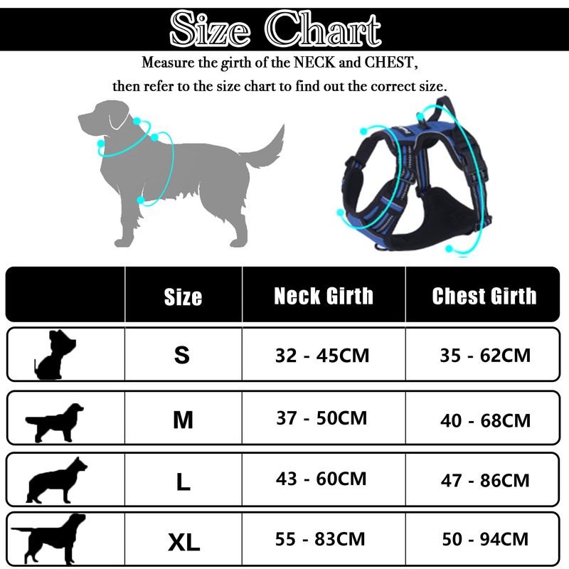 Funfox Dog Harness Large Dog, 2 Clips No Pull Vest