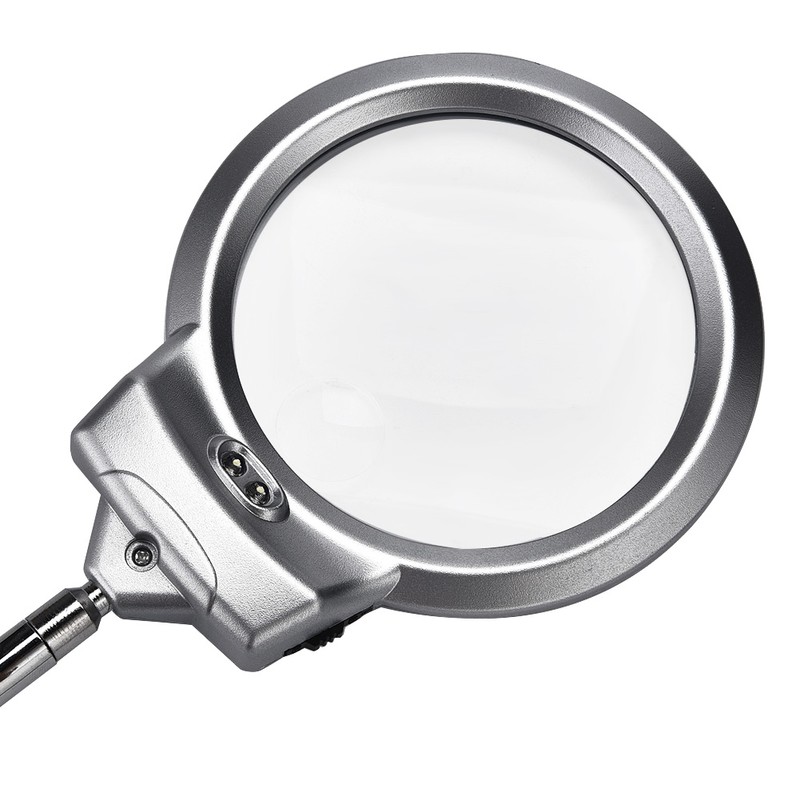 Desk Clip Clamp Flexible Magnifier Adjustable LED Magnifying Glass Jewelry