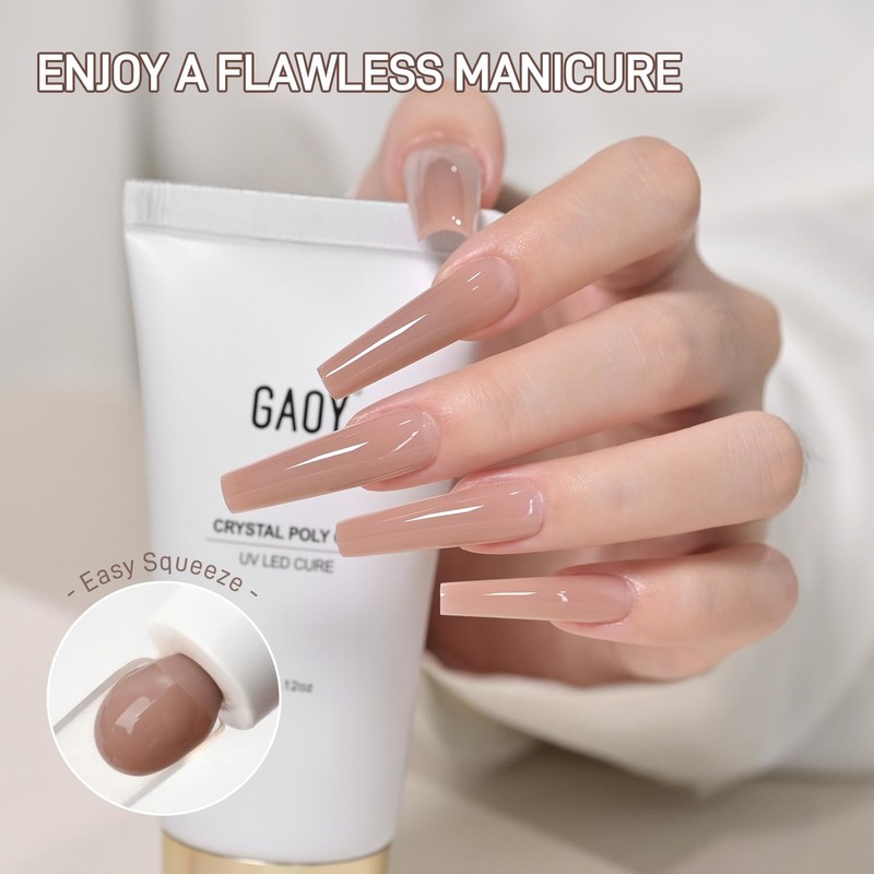 GAOY Crystal Poly Gel, 60g Nail Extension Enhancement Builder Gel,