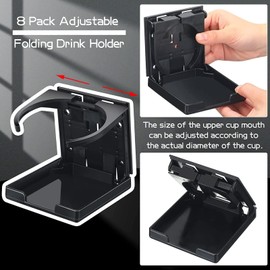Stainless Steel Adjustable Folding Cup Holder for Marine Boat Caravan Car, Foldable Design, Retractable Range 60 to 100mm (Black)