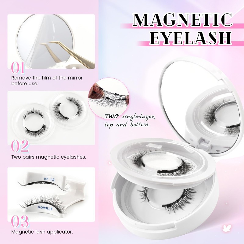 Glowing Win Magnetic Eyelashes with Applicator 2 Pairs Magnetic Eye