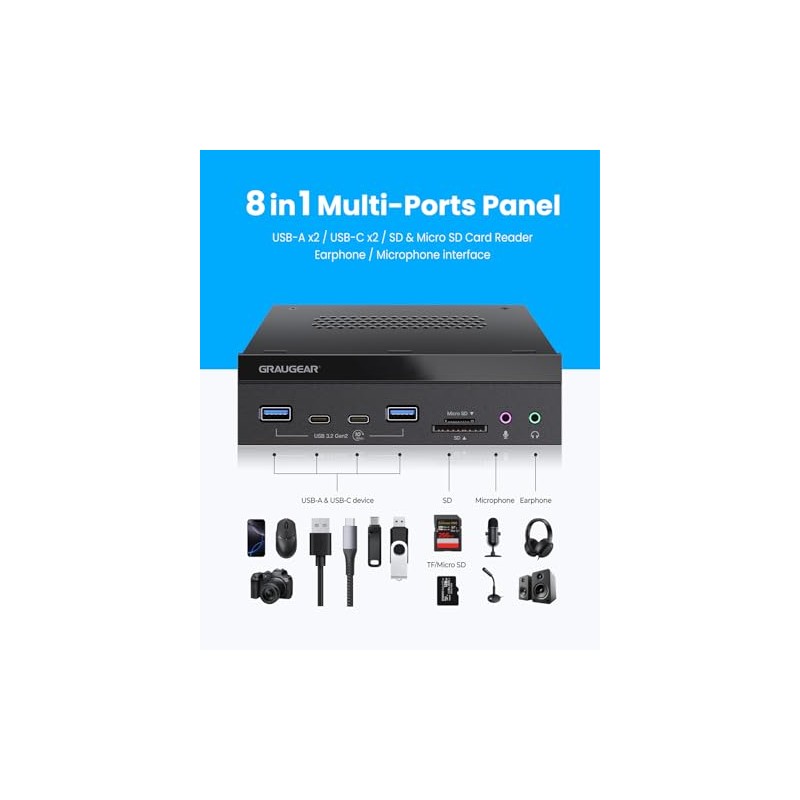 GRAUGEAR Lector de Tarjetas de Panel Frontal USB 3.2 de