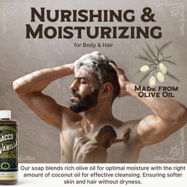 Castile Liquid Body Wash for Sensitive Skin – Natural Shampoo for Men with Olive Oil, Cocoa Butter & Coconut Oil – Tobacco Vanilla by Carolina Castile (Tobacco Vanilla, 1 Gallon)