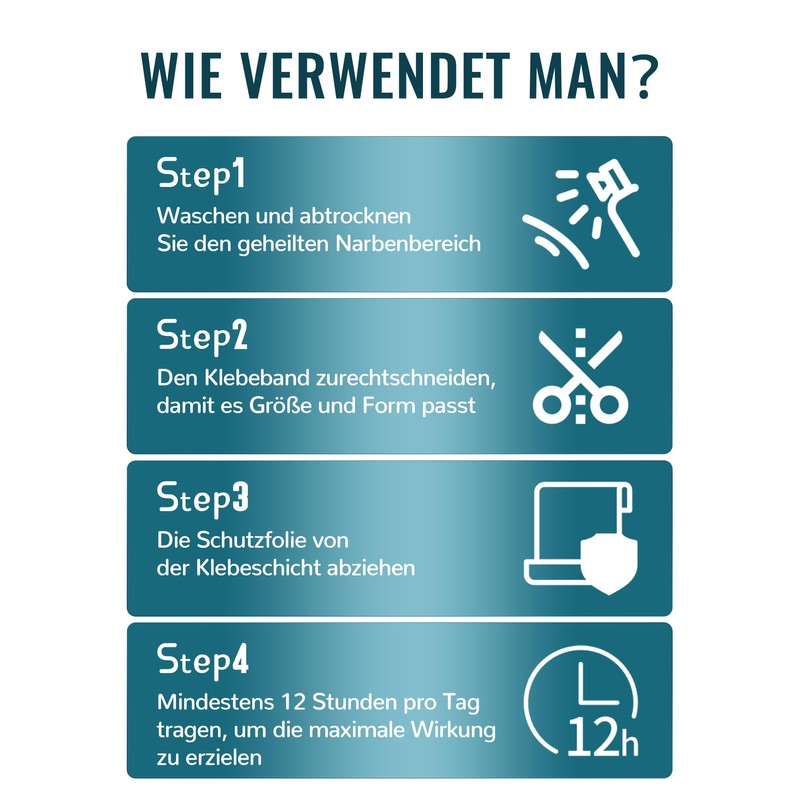 Silikon Narbenpflaster(4cm x 300cm), Wiederverwendbar Silikonpflaster für C-Section-Narben, Operationsnarben, Verbrennungsnarben