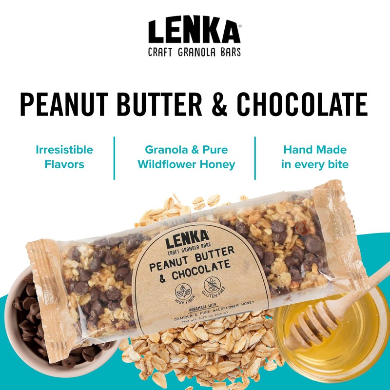 Lenka Bars - Peanut Butter & Chocolate Snack Bars, Gluten