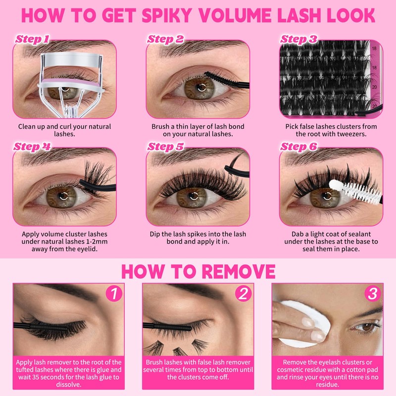 Lash Clusters Kit 8 Styles 1464Pcs Wispy Eyelash Clusters Kit