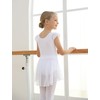 MdnMd Girls' Flutter Sleeve White Dance Ballet Leotard Dress with