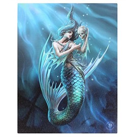 Sailors Ruin - Mermaid/Siren Holding A Skull by Artist Anne Stokes - Canvas Picture on Frame Wall Plaque / Wall Art