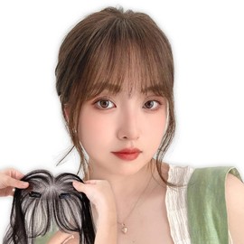 BrightLala p245-LLB Bangs Wig, Fully Hand-Planted, Human Hair Mix, Natural Hair Extension, Partial Wig