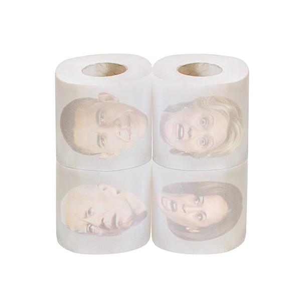 Peelitical Toilet Paper Roll - Gag Gift Novelty TP With Full-Color Image - 2 Ply Bath Tissue 100 Sheets Per Roll - Funny Democrat Joke With Image Printed On Every Sheet (4 Pack)