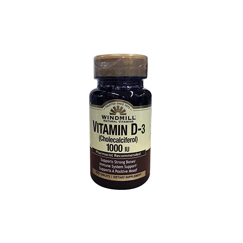 Windmill Natural Vitamins Vitamin D-3 Cholecalciferol 1000IU Dietary Supplements 100