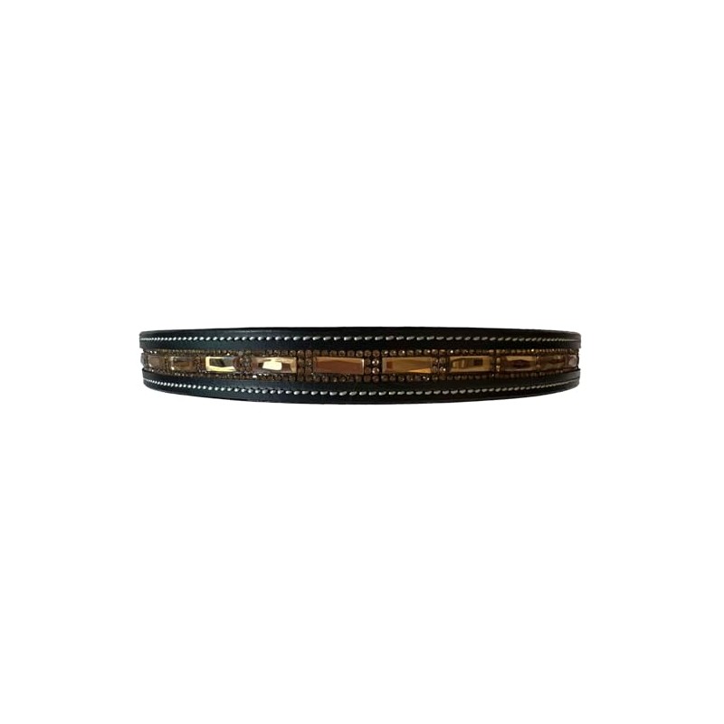 Equitem Large Light Topaz Rectangular Crystal Bling Leather English Browband