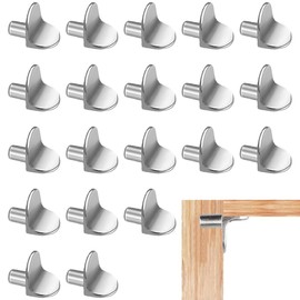 HZXINYI 20 Pcs Shelf Support Pegs - L-Shaped Shelf Pegs 5mm Solid Alloy Metal Shelf Support Pegs Silver Shelf Brackets Pegs Shelf Pins for Cupboard Bookshelf Cabinet Wardrobe Support