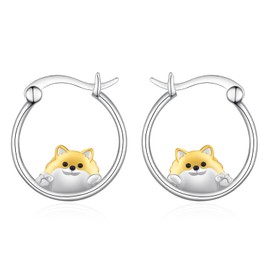 Pomeranian Gifts Sterling Silver Pomeranian Hoop Earrings Dog Jewelry for Women