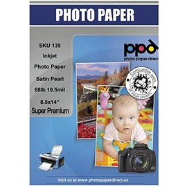 PPD Inkjet Satin Pearl Luster Super Premium Photo Paper Legal 8.5 x 14" 68lbs 255gsm 10.5mil X 50 Sheets (PPD135-50)