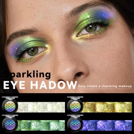 Noerrors Chameleon Eyeshadow,Multichrome Face Highlighter Palette,Holographic Eyeshadow Palette,High Pigment,Rainbow Color Shift Metallic Shimmer，Long Lasting，Duochrome Face Makeup Highlighter