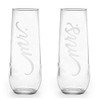 Hortense B. Hewitt Mr & Mrs Champagne Flutes Stemless Glasses,