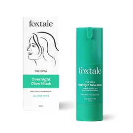FoxTale 2% Glycolic + 2% Lactic Acid Overnight Glow Facial | 30 second facial for salon like brightening | For clear, smooth, soft skin | Men & Women | 30 ml, Green, 30 g (Pack of 1)