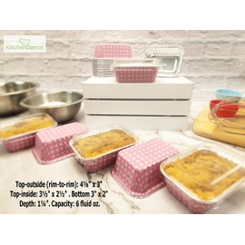 KitchenDance Disposable Aluminum Mini 6 ounce Individual Sized Loaf Pans #4004 Color & Lid Options