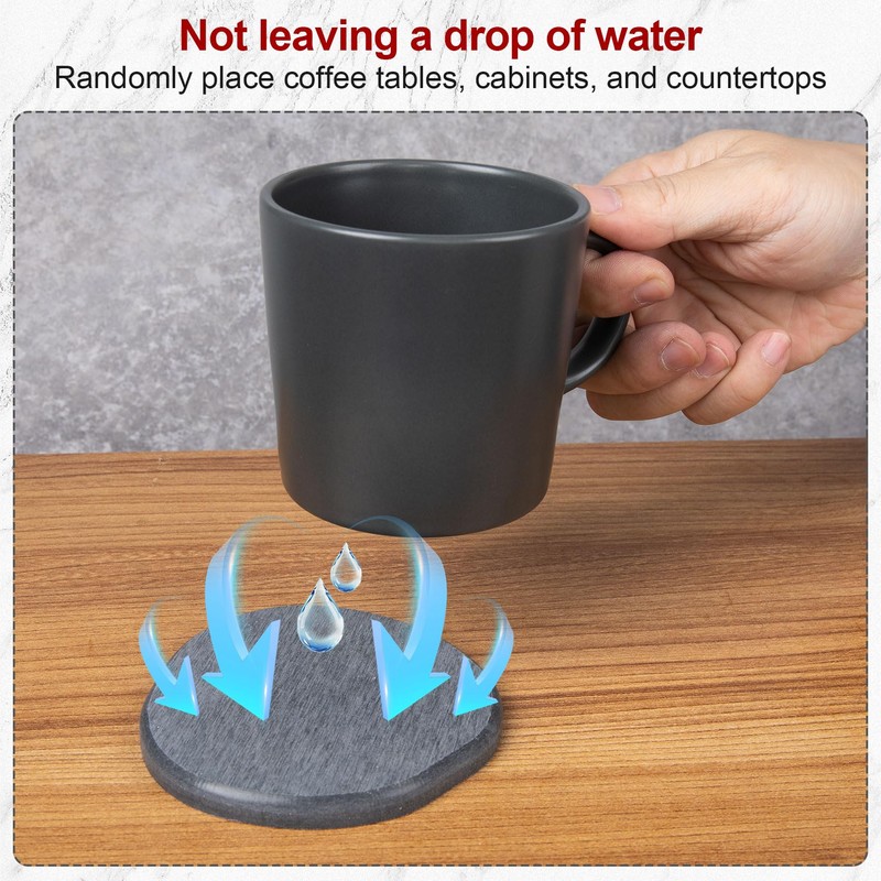 Pndeyo Water Absorbing Stone Coasters, Fast Drying Diatomite Cup Tray,