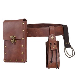 YKYUASD Retro Leather Belt Pouch Phone Holder Purse Medieval Waist Bags Renaissance Costume Accessories for Cosplay Costume Casual Hiking Festival