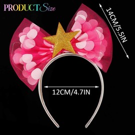 Unsutuo Bow Headband Light Up Bowknot Headpiece Wave Point Hair Bow for Girls (Pink-Color Light, One size)