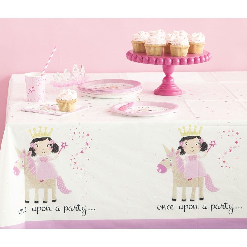 Princess & Unicorn Party Plastic Tablecloth, 7ft x 4.5ft