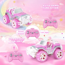 Pink Cars 1:16 Scale RC Jeep with Doll - Remote Control Car for Girls | 80-Minute Playtime | 2.4GHz All-Terrain Truck for 6-7 8-10 Years Old