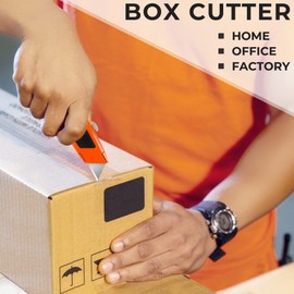 Jetmore 4 Pack Utility Knife, Retractable Box Cutter with 10 SK5 Blades, Heavy Duty Razor Knife for Cardboard, Boxes, and Construction Use