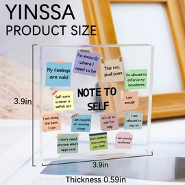YINSSA Mental Health Gifts For Women Men Social Worker Gifts Note To Self-Motivational Desk Decor Acrylic Therapy Office Decor For Bedroom Desktop Therapist School Counselor Office
