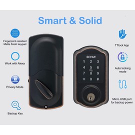 Smart Deadbolt Lock, SCYAN D1 Deadbolt with Touchscreen Keypad, Keyless Entry Door Lock, Auto Locking, for Home, Airbnb, rental house (Aged Bronze)